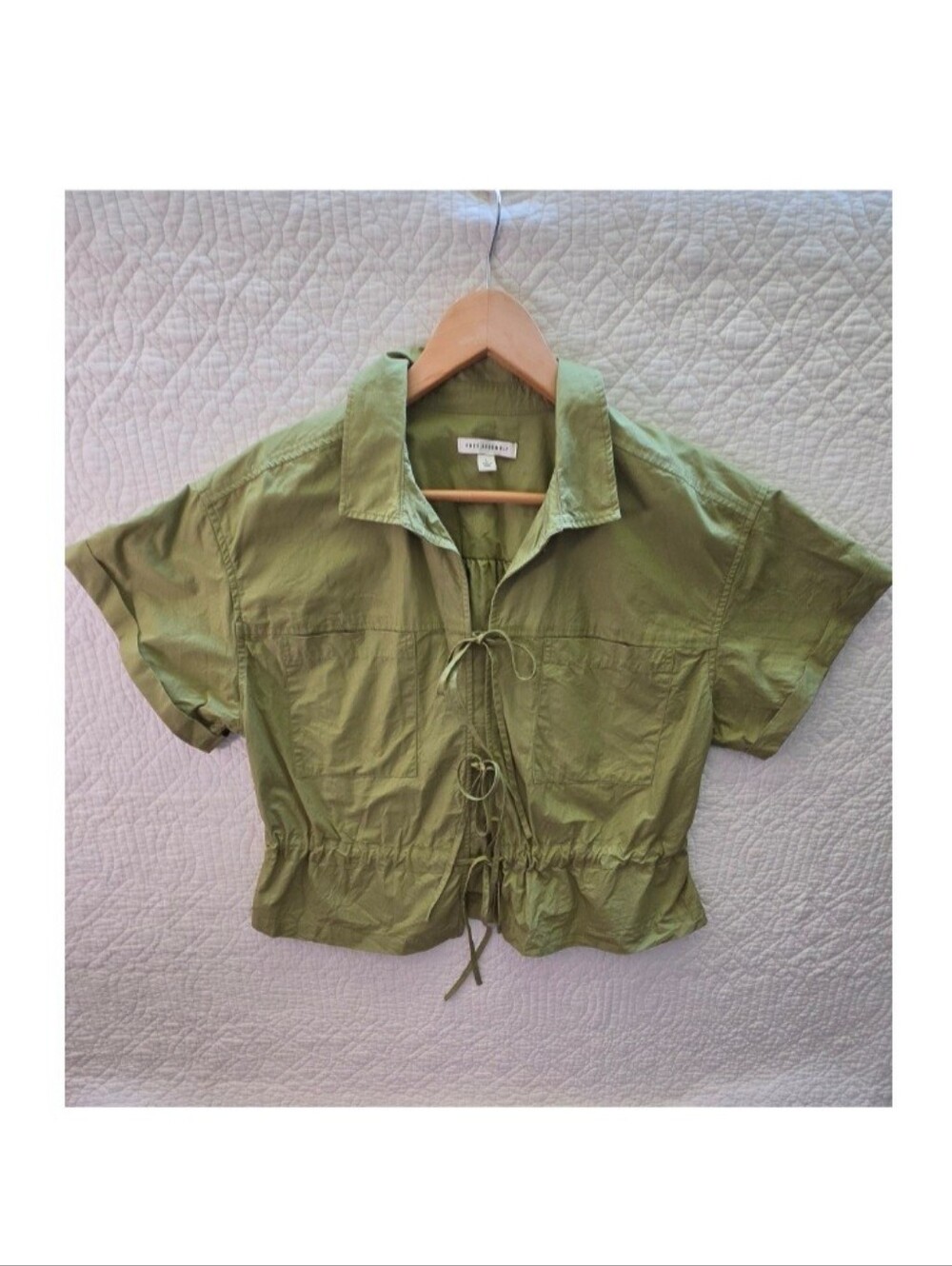 Peplum Cargo Tie Front Top